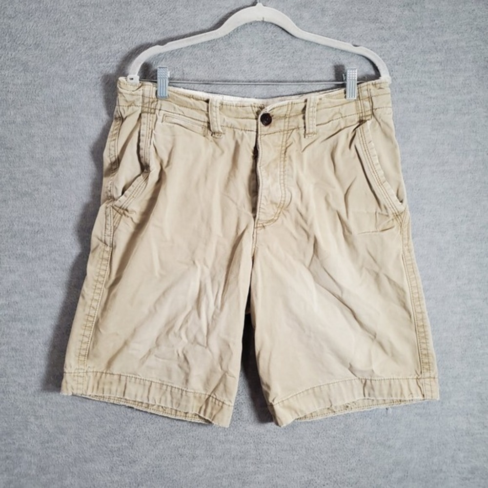 Abercrombie & Fitch Men Shorts 31 Khaki Chino Y2K Slash Pockets